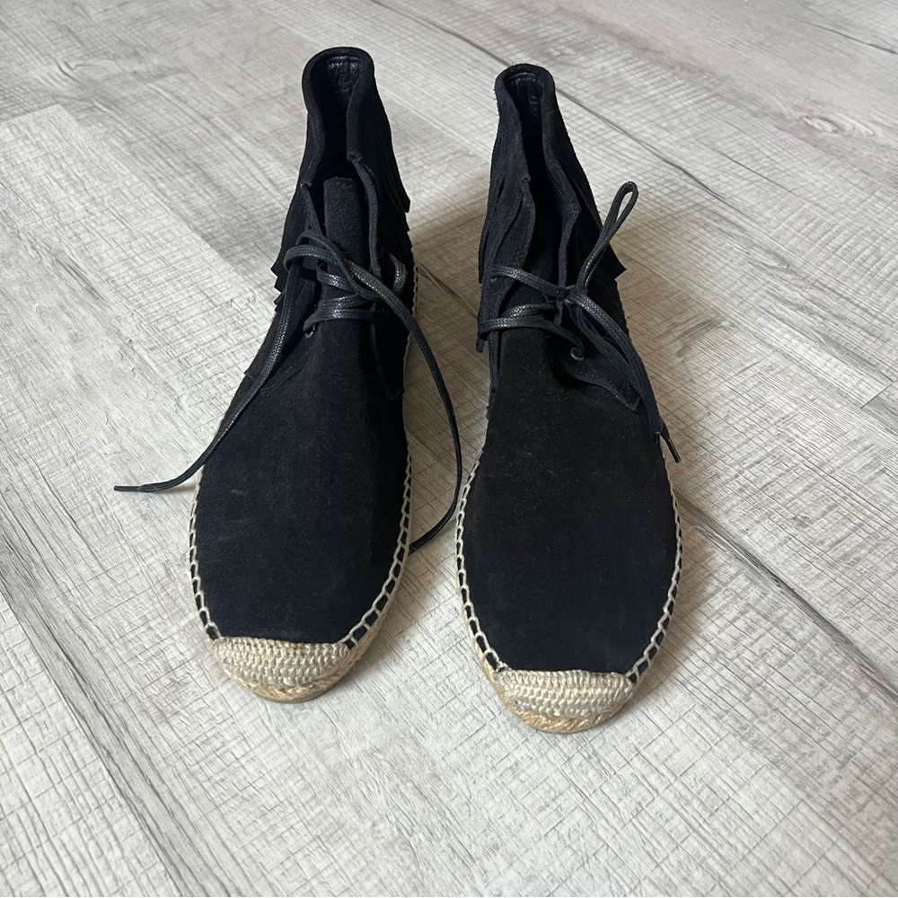 NEW SAINT LAURENT Fringe Suede Espadrille Black Desert Boots Size 36 - Picture 7 of 16